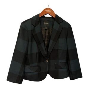 Jessica‎ Simpson Green & Black Plaid Cropped Blazer Women’s Small